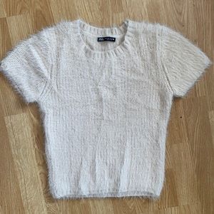 Fuzzy short sleeve top